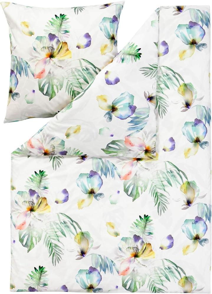 Estella Mako-Satin Bettwäsche 155x220 Hilaria Blumen Blätter Aquarell 4792-985 Bild 1