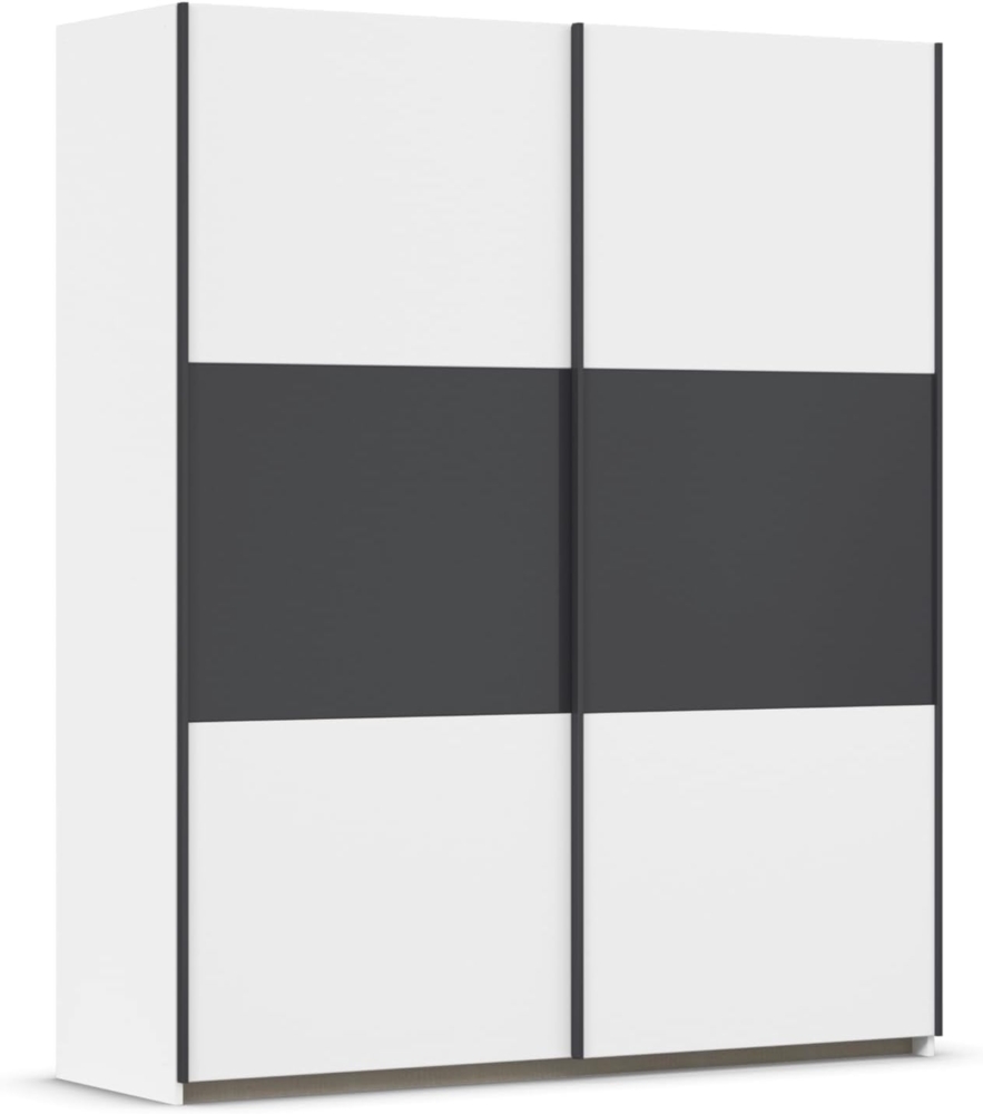 Rauch Möbel Neo, Schwebetürenschrank, Kleiderschrank, Kleiderschränke, Garderobe, Schrank mit Stauraum, 2-türig, Farbe Weiß/Grau-metallic, 175 x 210 x 59 cm Bild 1