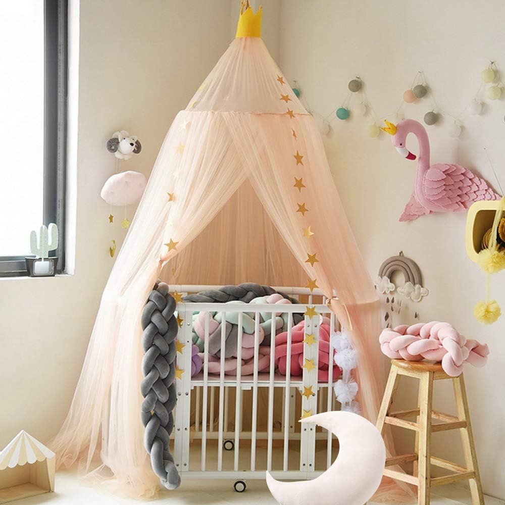 Naturer Champagner Baby Baldachin Betthimmel Bett Wand Kinderzimmer Junge Tüll Prinzessin Moskitonetz Babybett Himmel Mosquito Net Kinderbett Durchsichtig Babyzimmer Deko Bild 1