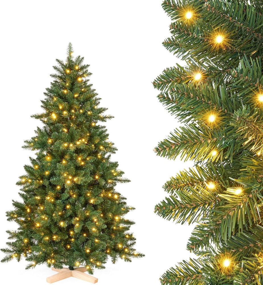 Yorbay Künstlicher Weihnachtsbaum LED Weihnachtsbaum 150-210 cm, Zweifarbiges Licht, 10 Lichtfunktionen (inkl. Dauerlicht, Blinken, sanfte Übergänge) Bild 1