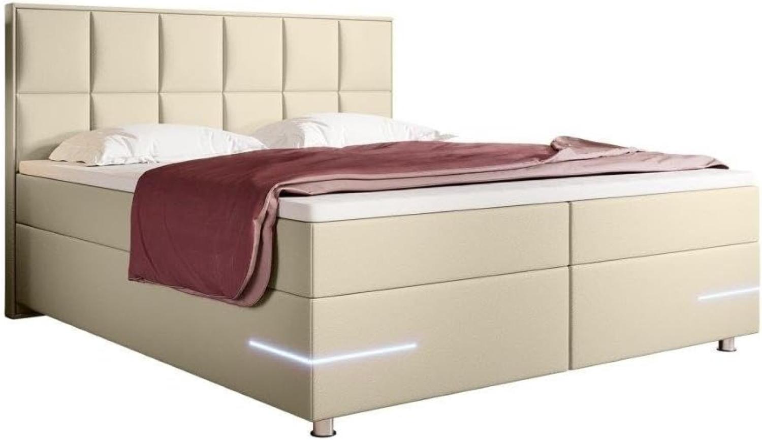 Boxspringbett Milano mit LED (Kunstleder) 120x200 Beige H3 Bild 1