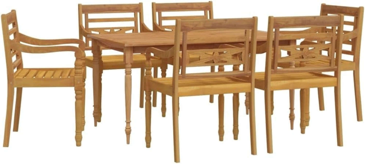 vidaXL 7-tlg. Garten-Essgruppe Massivholz Teak 3100788 Bild 1