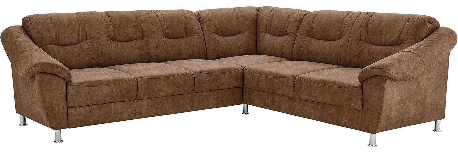 Cavadore Ecksofa Salisa mit Federkern / Polsterecke im klassischen Design / inkl. Bettfunktion / 264 x 86 x 244 / Mikrofaser Hellbraun Bild 1