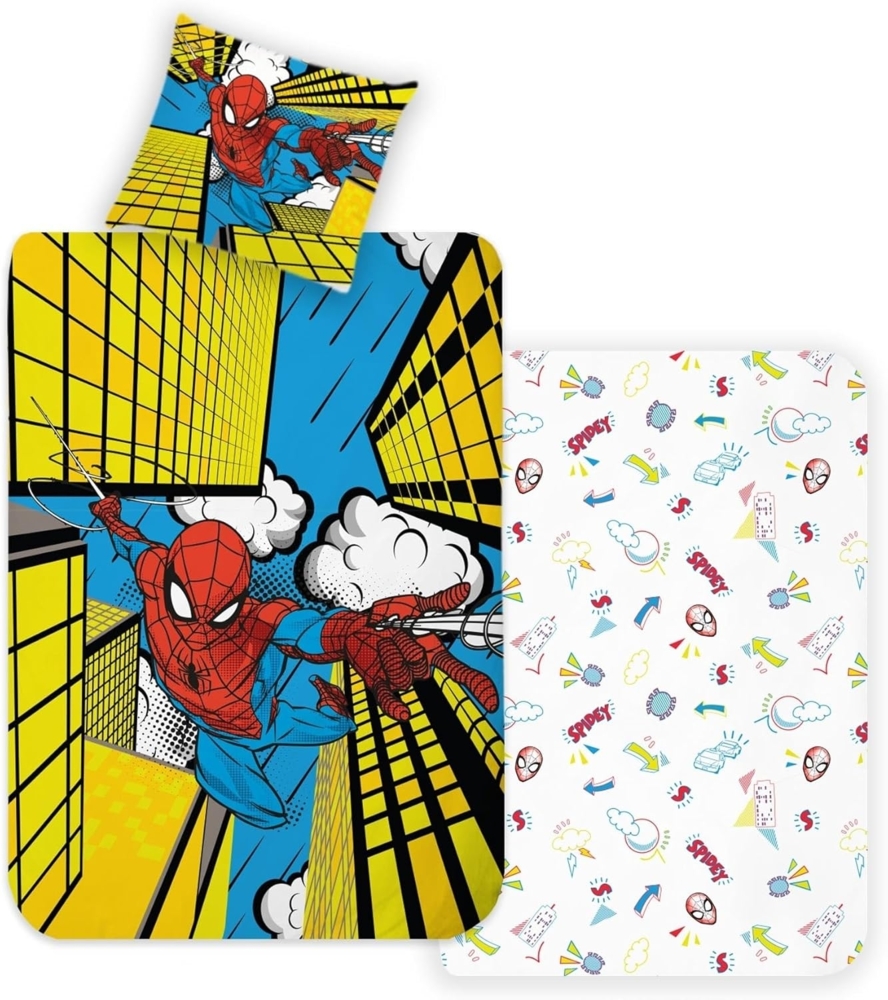 Disney Matratze, Decken, Spannbetttuch Disney Spiderman Wendebettwäsche Set 140x200, 65x65, 2-tlg, Baumwolle Bild 1