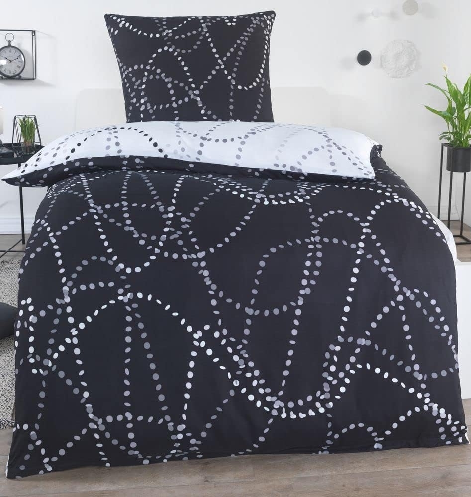 Kuscheli Wendebettwäsche 135x200 + 80x80 cm atmungsaktiver Bettbezug, moderne Designs, Mikrofaser, 2 teilig, Für Allergiker geeignet, pflegeleicht, angenehm weicher Stoff Bild 1