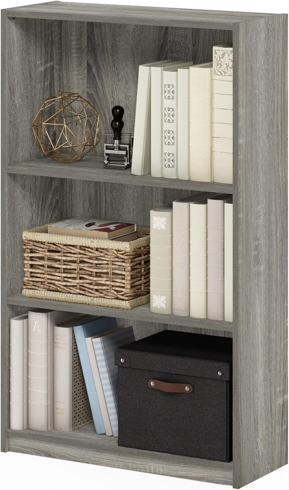 Furinno JAYA Einfaches Bücherregal, Französisches Eichengrau, 24. 13x62. 23x102. 36 cm Bild 1