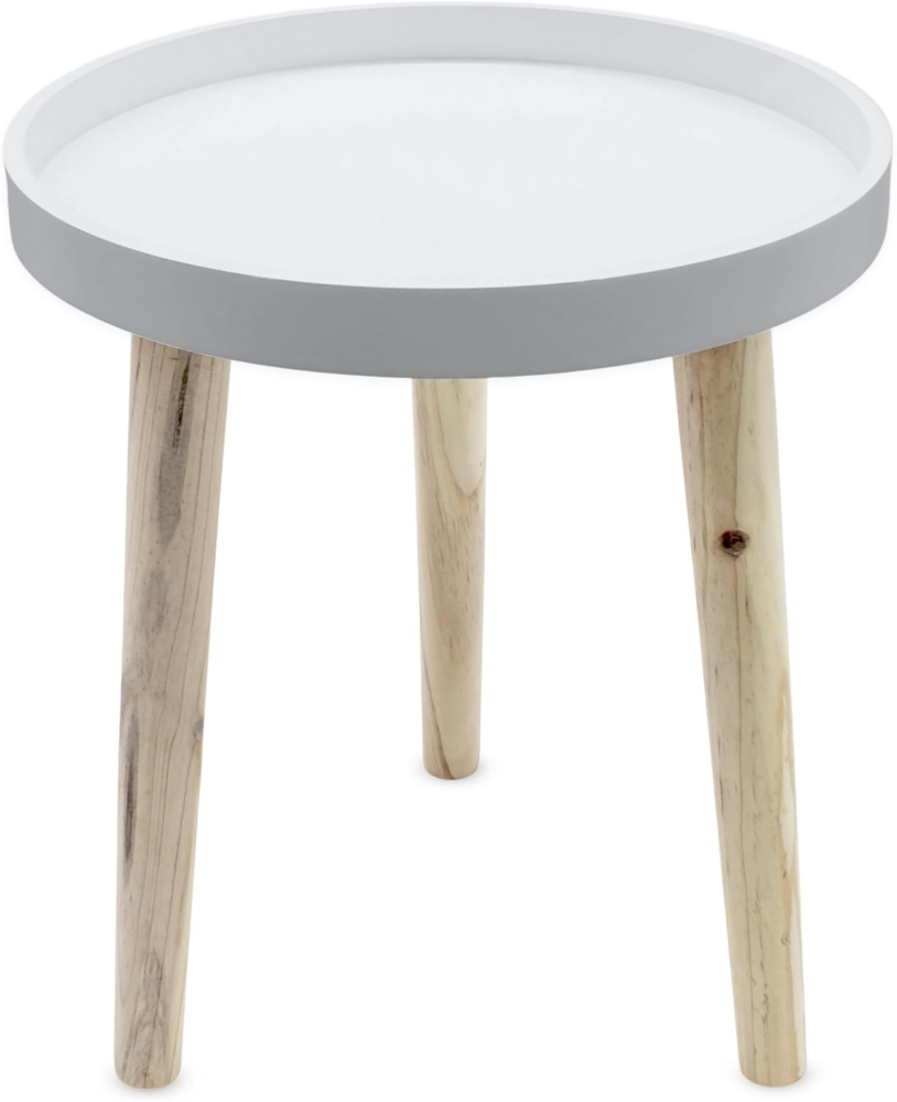Deko Holz Tisch 36x30 cm - weiß - Kleiner Beistelltisch Couchtisch Sofatisch Bild 1