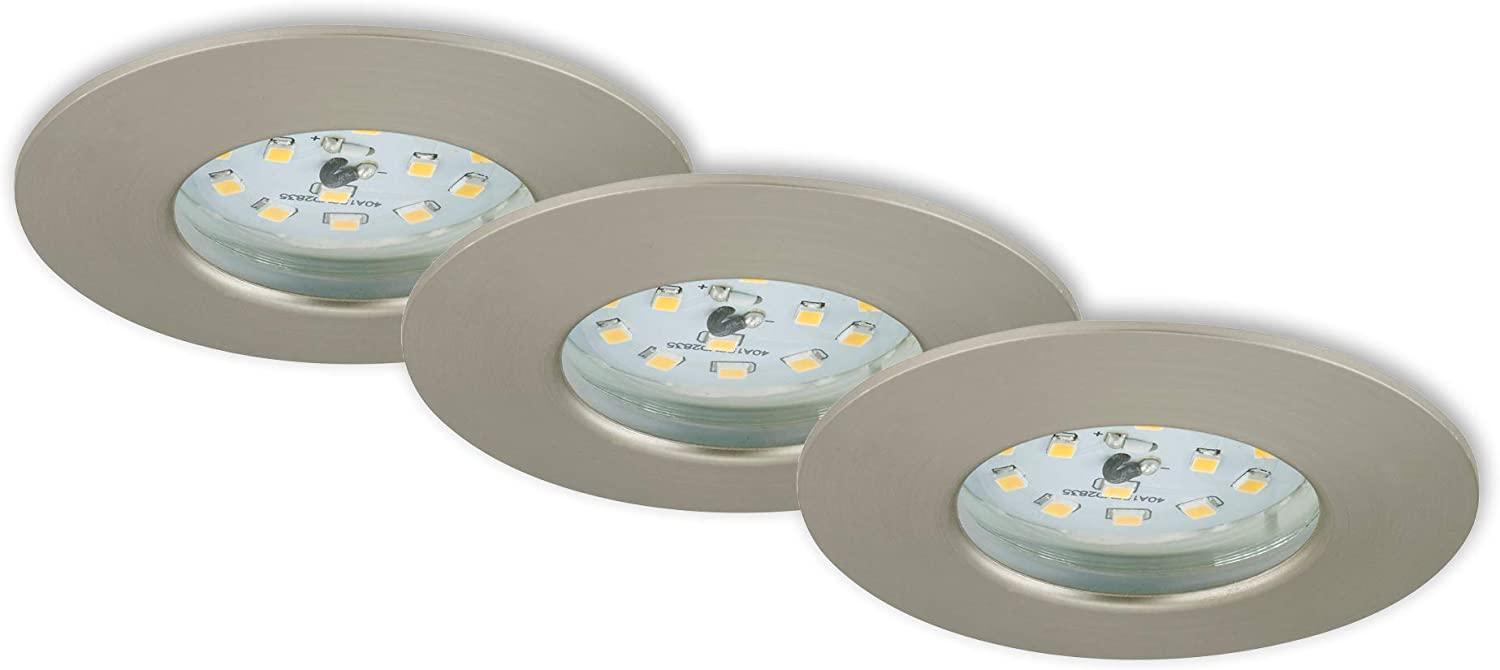 Briloner 3er Set LED Einbauleuchte nickel-matt Ø 7,5 cm warmweiß dimmbar Bild 1