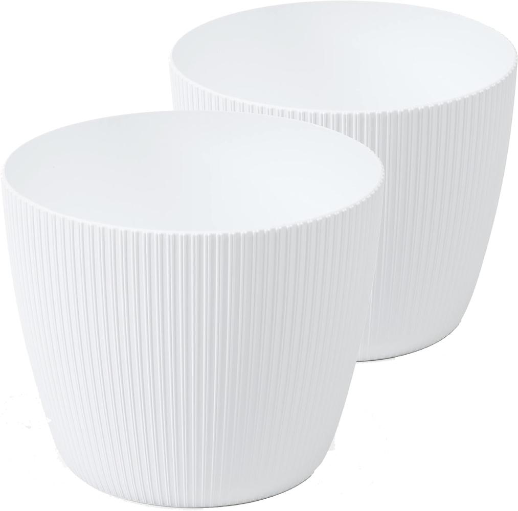 Tymar Blumentopf, 2er-Pack, Runde Form, Übertopf (ø 30 cm, (2pack) Weiß) Bild 1