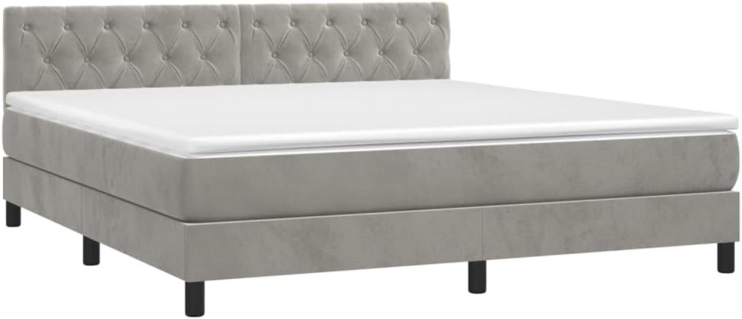 vidaXL Boxspringbett mit Matratze Hellgrau 160x200 cm Samt 3141491 Bild 1