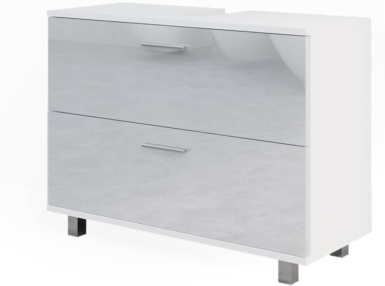 Vicco Waschtischunterschrank Waschbeckenunterschrank Ilias Weiß Hochglanz 80,2 x 60,8 cm Badezimmer Bild 1