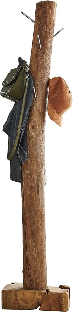 SAM Garderobe Sedan aus Teakholz, naturbelassen, Garderobenständer aus Massivholz, einzigartiges Unikat, Kleiderständer ca. 40 x 25 x 185 cm, Standgarderobe Bild 1