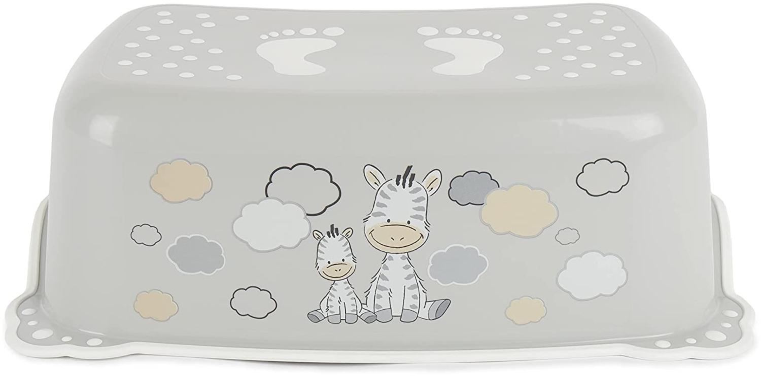 Bieco Kinder Tritthocker Zebra, Anti Rutsch Funktion | einstufig, Höhe 14cm | Größe 42x28cm | Tritthocker Kinder | Hocker Kinder Bad | Tritt Kinder | Tritthocker Kinder 2 Stufen | Kinderhocker Bad Bild 1