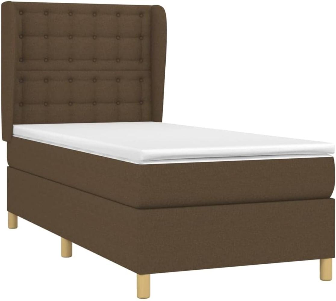 vidaXL Boxspringbett mit Matratze Dunkelbraun 100x200 cm Stoff 3128824 Bild 1