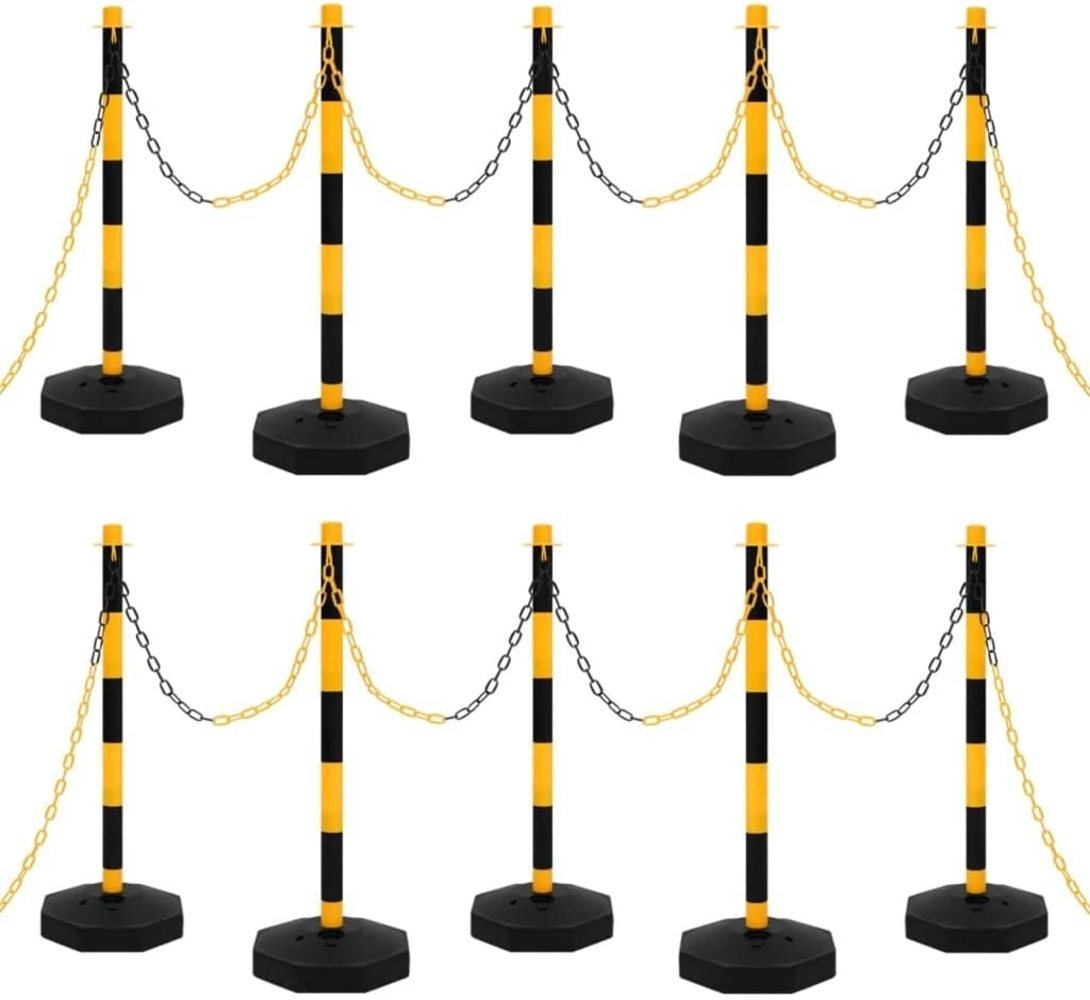 vidaXL Kettenpfosten-Set mit 10 m Kunststoffkette 150958 Bild 1