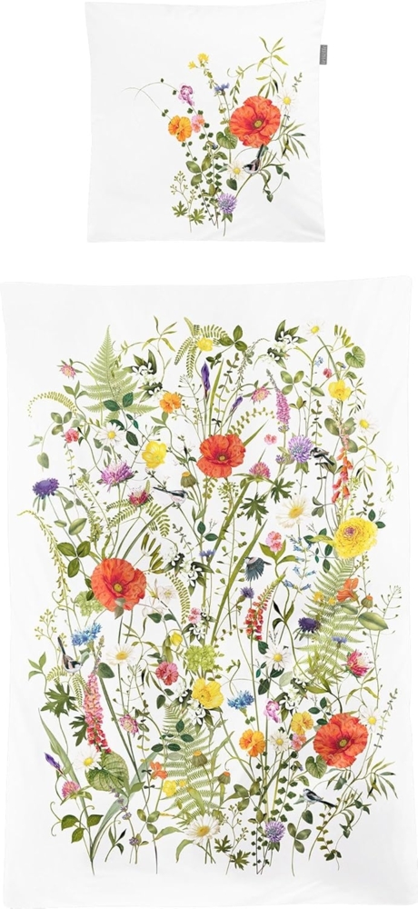 Irisette Wave Mako-Satin Bettwäsche 135x200 Blumenwiese Mohnblumen 8590-90 Bild 1