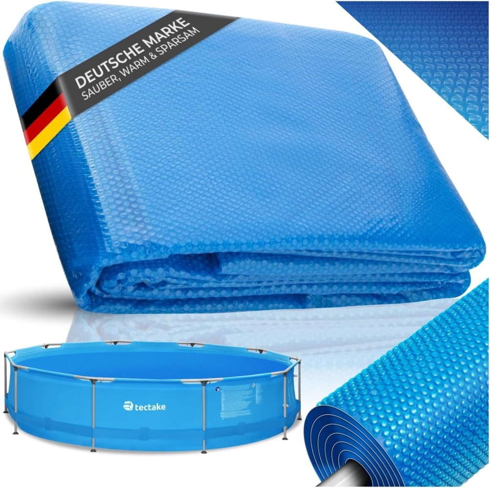 tectake Pool-Abdeckplane Poolabdeckung, rund und selbstschwimmend Bild 1