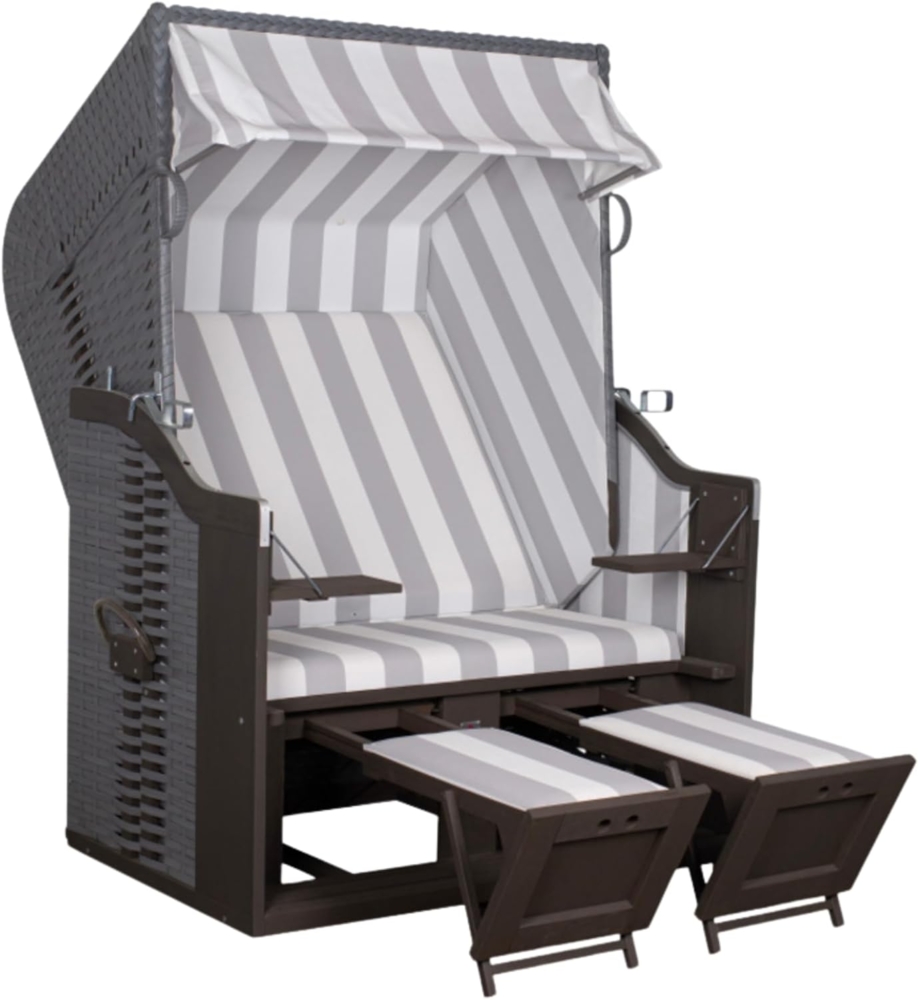 TRENDY by deVries Strandkorb "Profi Ostsee FEHMARN" PE grey Des. 989, Größe 124 x 87 x 159 cm Bild 1