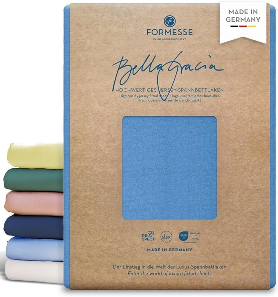Formesse Jersey Spannbetttuch Bella Gracia|200x220 - 200x240 cm| azur Bild 1