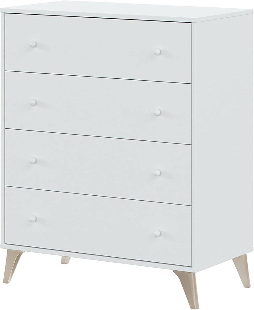 Dmora - Schubladenschrank Denver, Kommode mit 4 Schubladen, Kommode für Schlafzimmer, Moderne Kommode, cm 78x40h95, Weiß Bild 1