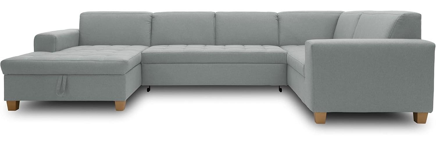 DOMO Collection Sugar Wohnlandschaft, Sofa, Couch, Polstergarnitur, Moderne U-Form, Mint, 162x333x199 cm Bild 1