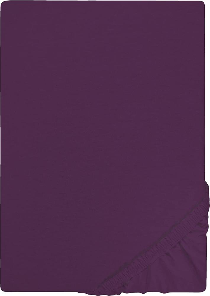 Biberna Jersey-Spannbetttuch, 100 % Baumwolle, Dunkelviolett, 1x 90x190 cm - 100x200 cm Bild 1