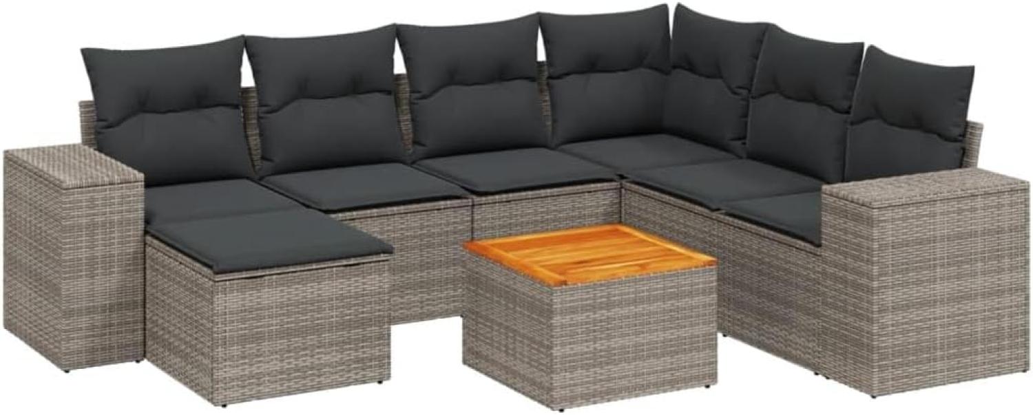 vidaXL 8-tlg. Garten-Sofagarnitur mit Kissen Grau Poly Rattan 3257894 Bild 1