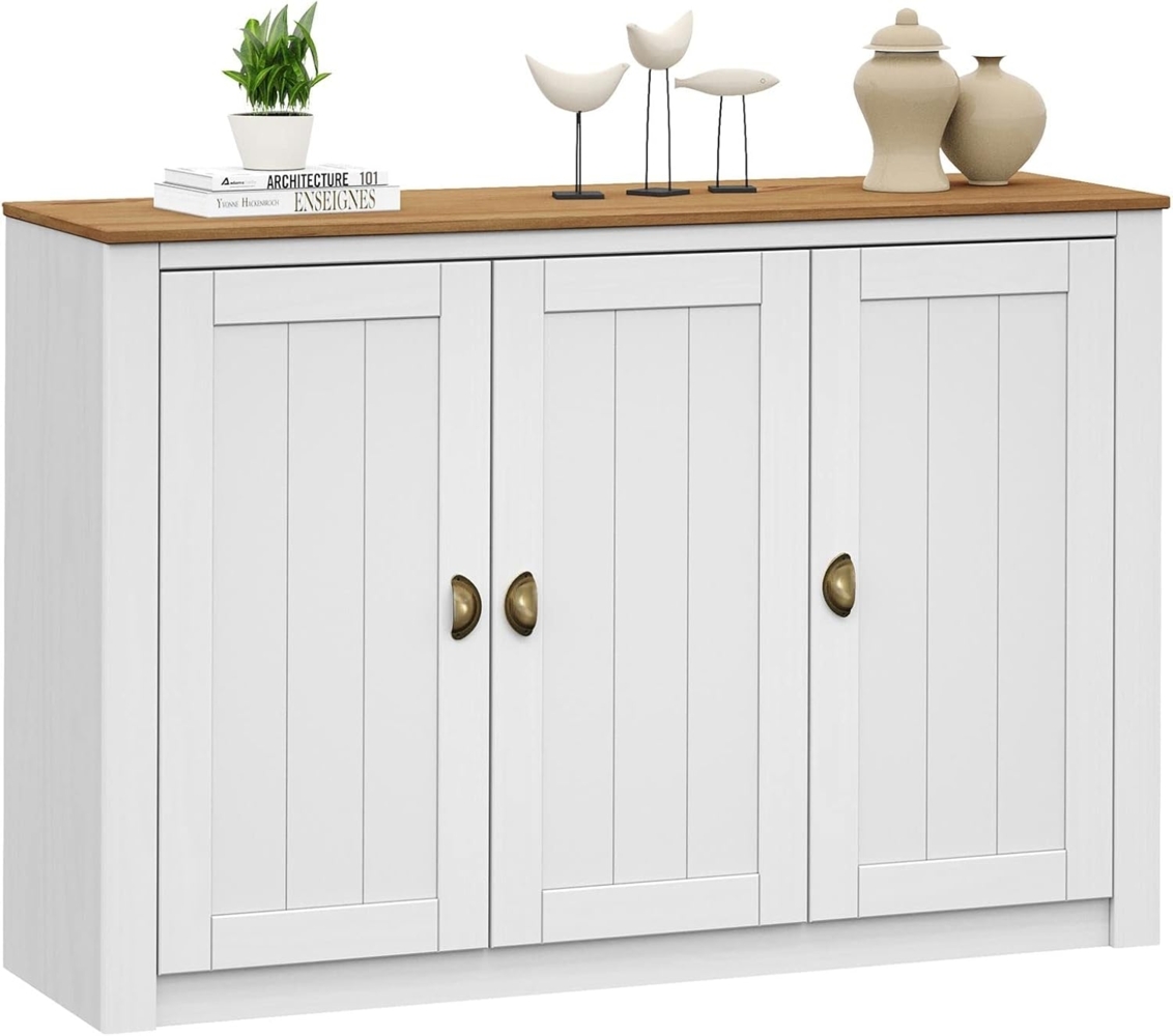 IDIMEX Sideboard BOLTON, Sideboard aus Kiefer weiß/braun mit 3 Türen Kommode aus Massivholz Bild 1