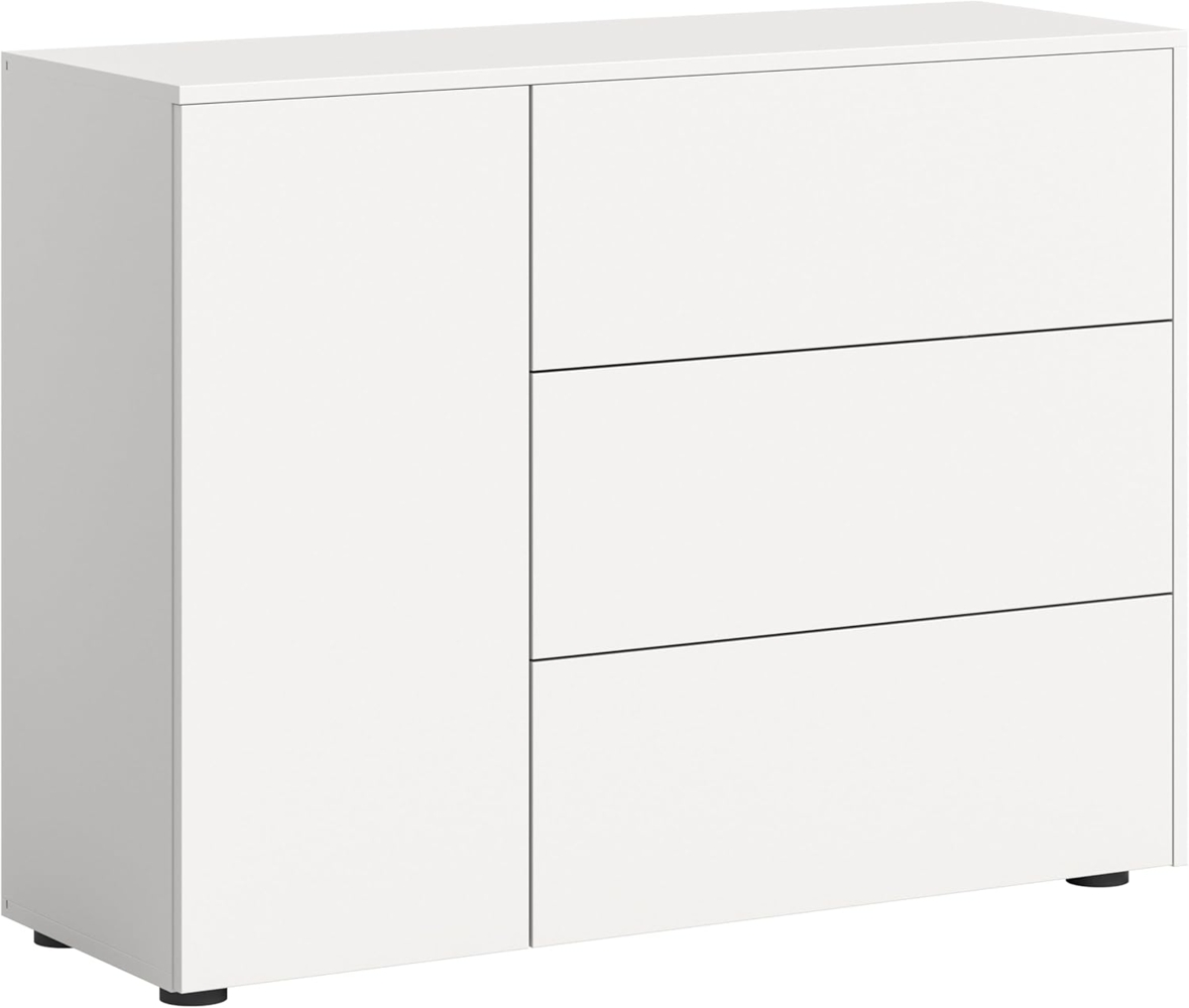 xonox. home Wohnzimmer Samba Sideboard Kommode Anrichte Stauraumschrank in weiß melamin, ca. 105 x 80 x 37 cm Bild 1