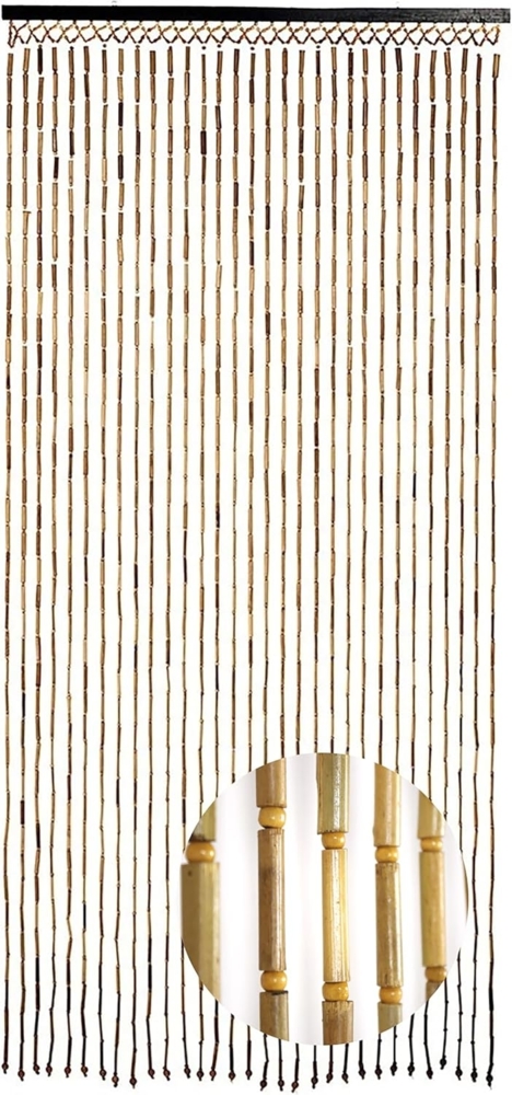 Kobolo Türvorhang Bambusvorhang BAMBOO -Braun Natur - 90x200 cm (1 St), Ösen, transparent Bild 1