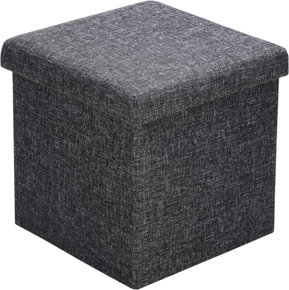 Casaria Sitzhocker, mit Stauraum Dunkelgrau Faltbar Deckel Stoff Gepolstert 40x40x40cm Bild 1