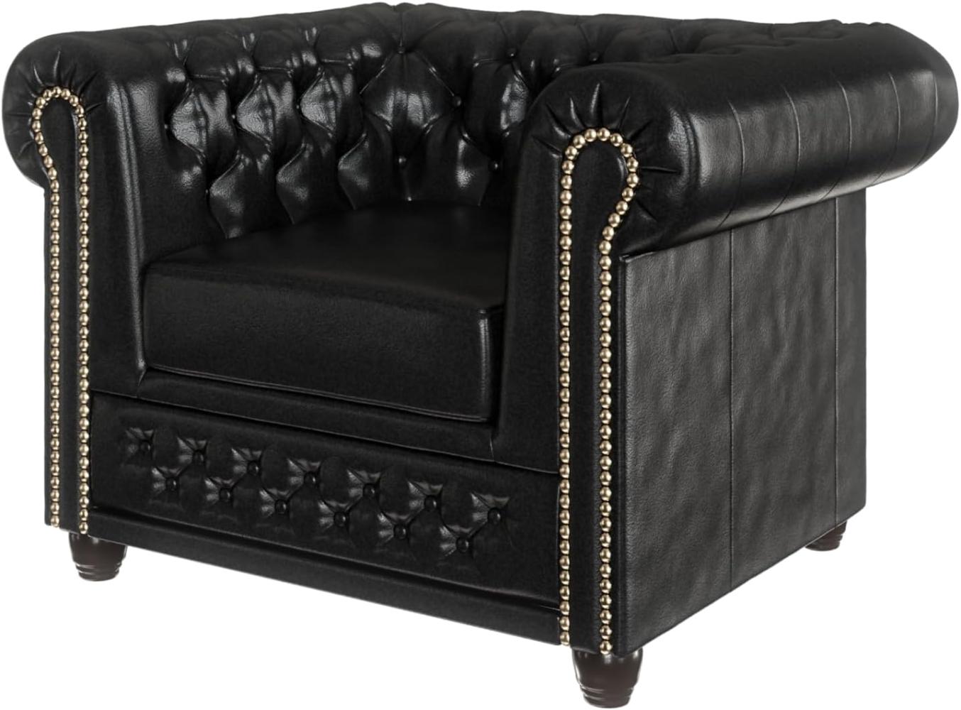 S-Style Möbel Chesterfield-Sessel Jeff aus veganem Leder mit Holzfüßen, mit Wellenfederung Bild 1