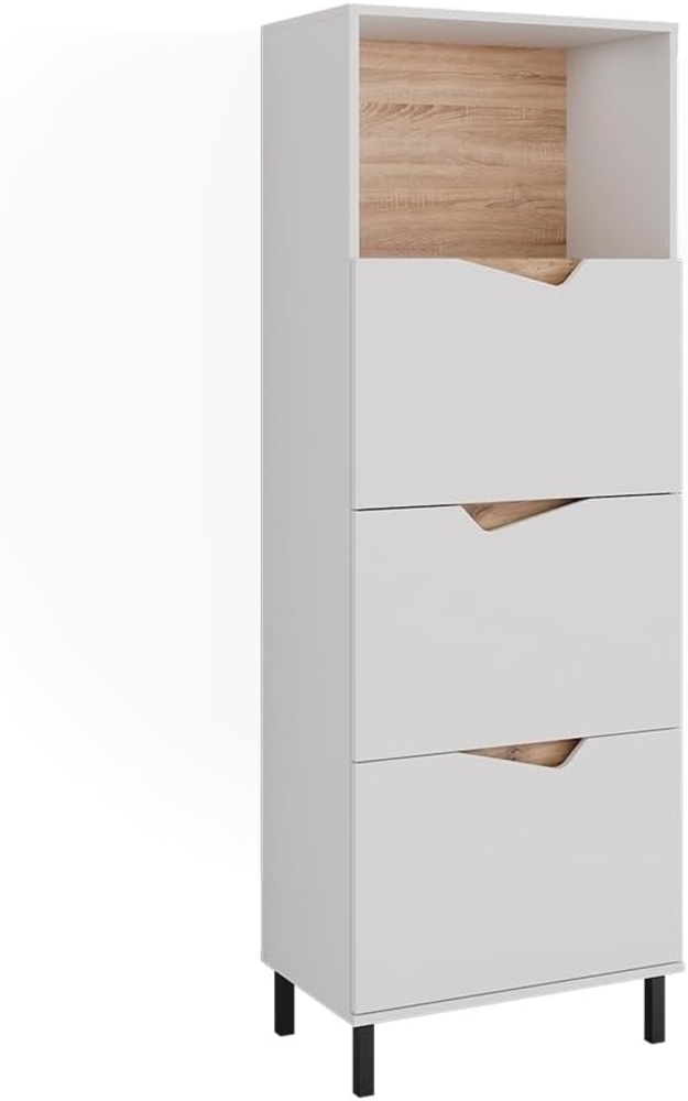 Kommode Marelle Weiß/Artisan 60 x 169.5 cm mit 4 Fächern Vicco Bild 1