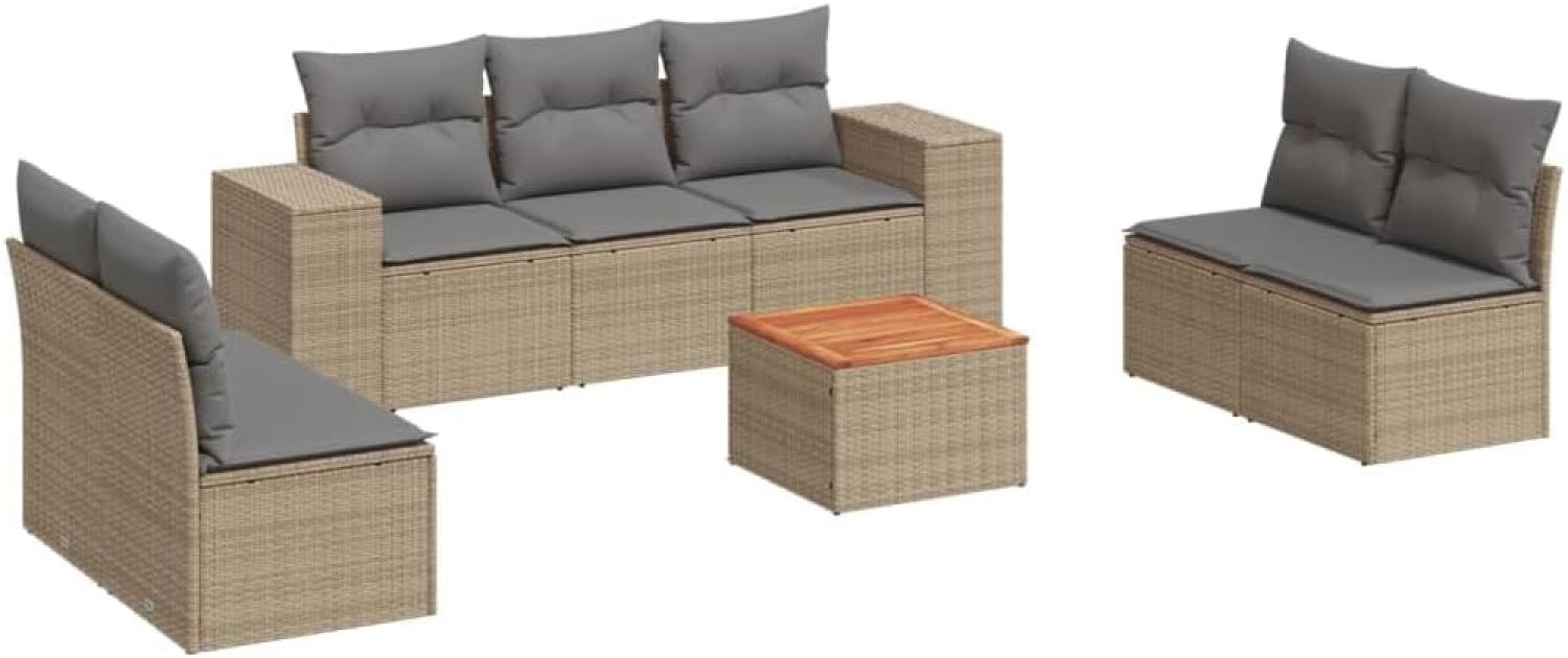 vidaXL 8-tlg. Garten-Sofagarnitur mit Kissen Beige Poly Rattan 3225401 Bild 1