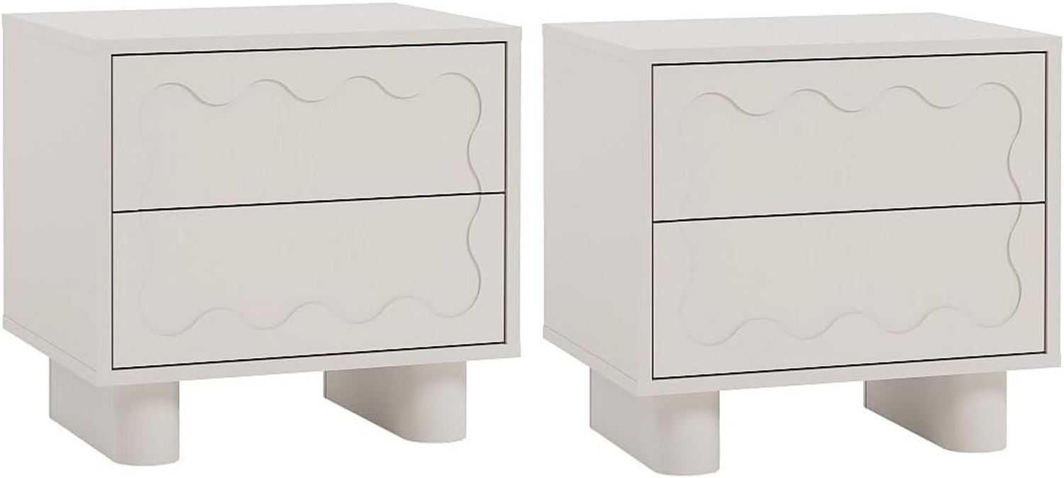 Vente-unique - 2er Set Nachttische – 2 Schubladen – MDF – Beige – ANEZA Bild 1