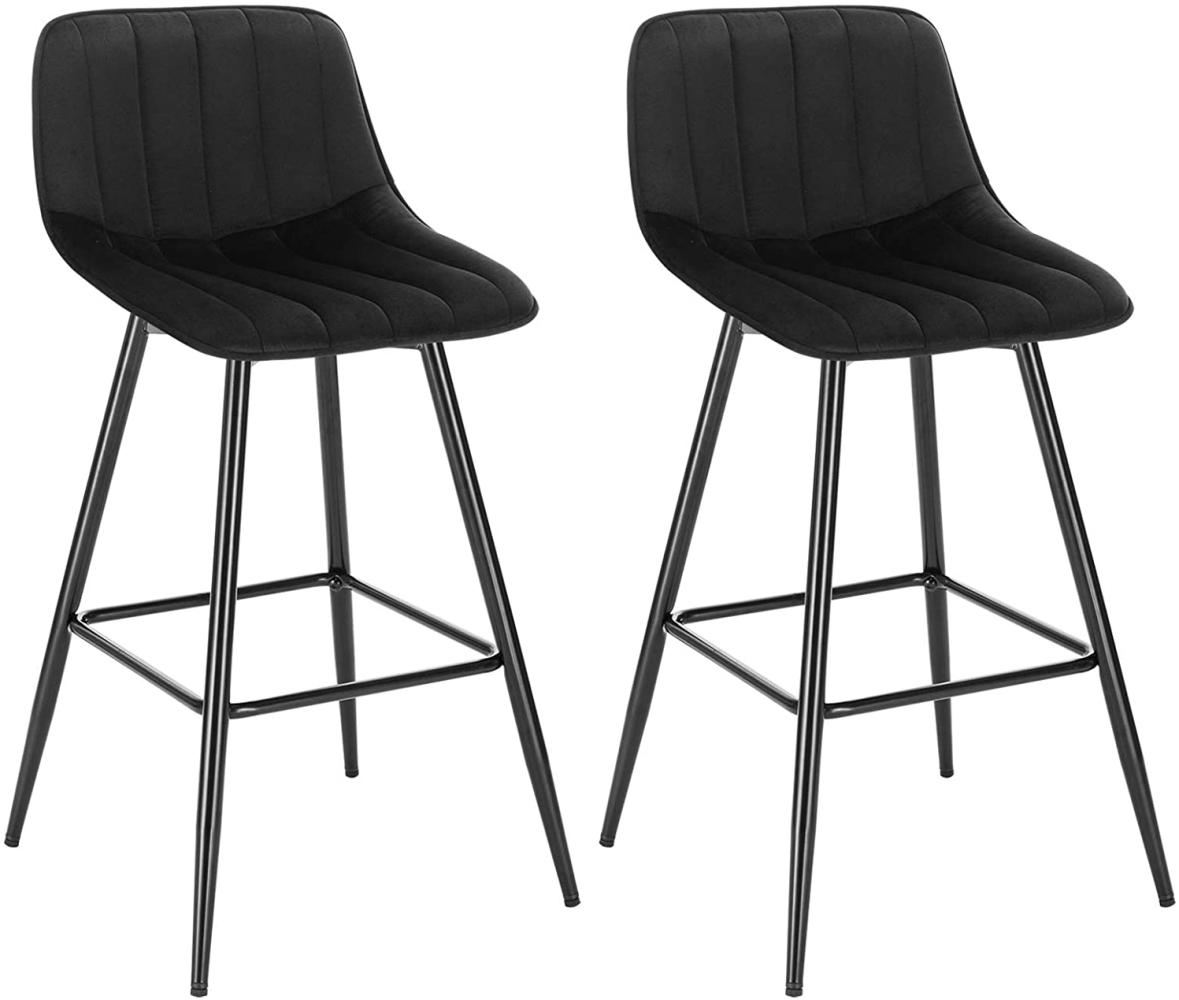 2er-Set Designer Barstuhl mit Fußstütze - Modell Hanno schwarz Bild 1