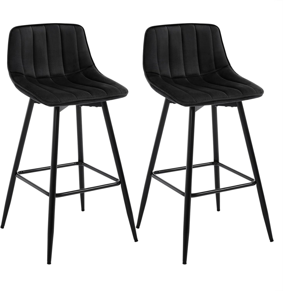 2er-Set Designer Barstuhl mit Fußstütze - Modell Hanno schwarz Bild 1