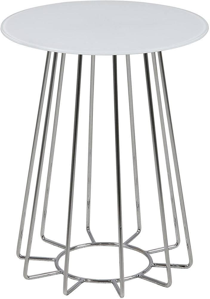 Beistelltisch 'CASIA' Glas weiß, Ø 40 cm Bild 1