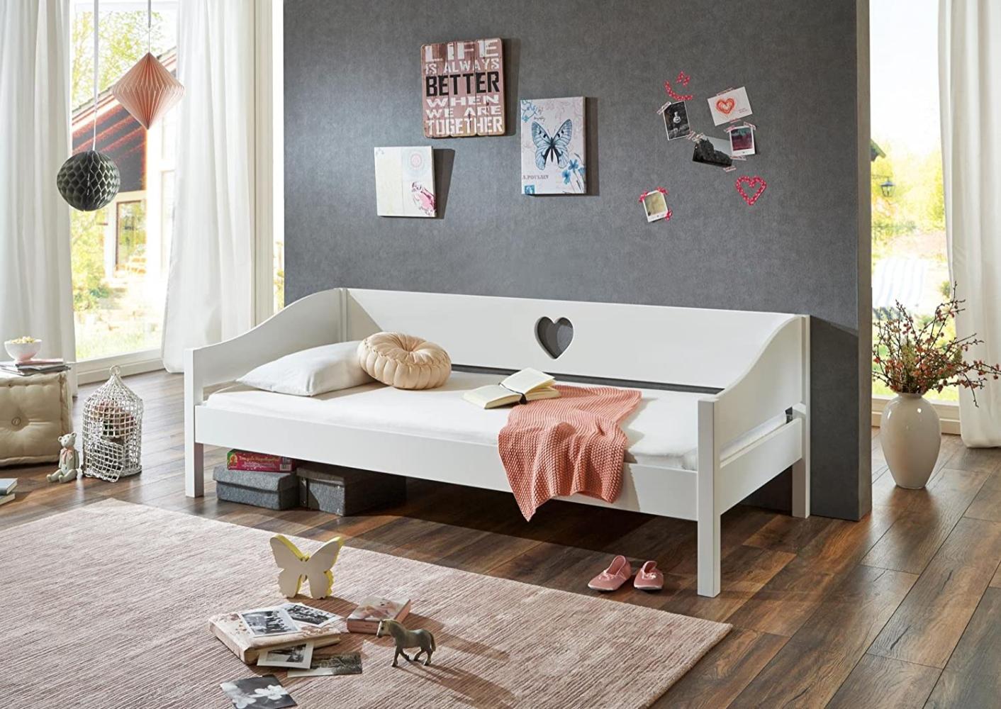 Einzelbett Elsa 90x200 MDF weiß lackiert Bild 1