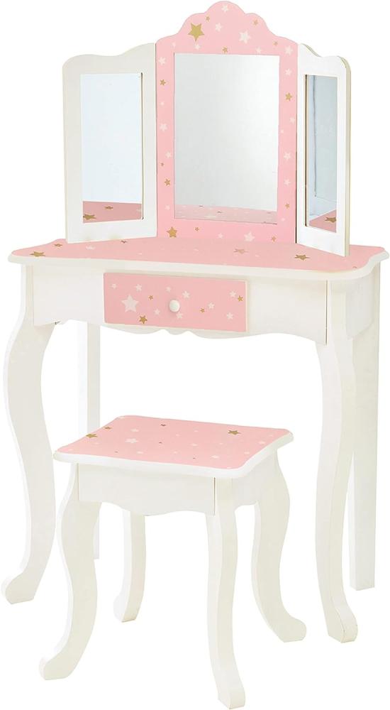 Teamson Kids Childrens Rosa Holz-Schminktisch und Hocker Spiegel TD-11670K Bild 1