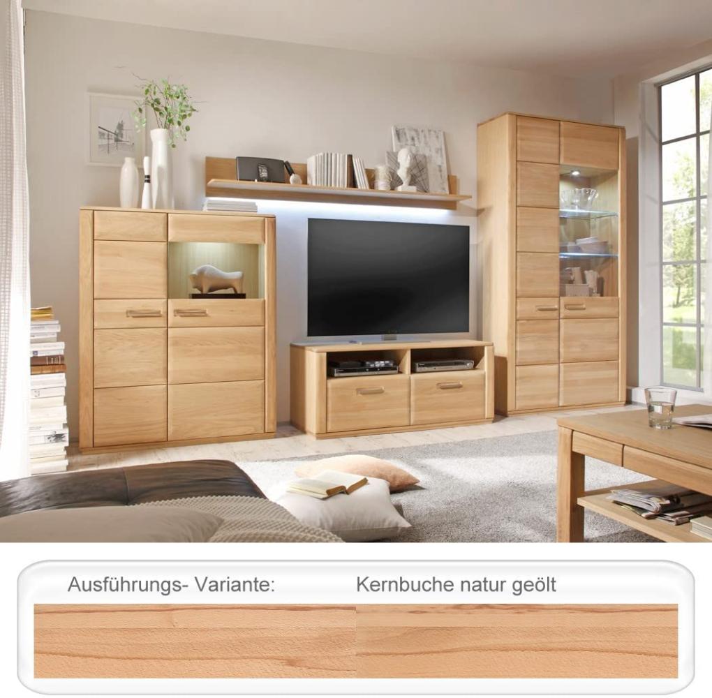 Wohnwand Senta 24 Kernbuche teilmassiv 4-teilig Medienwand TV-Wand mit Beleuchtung Bild 1