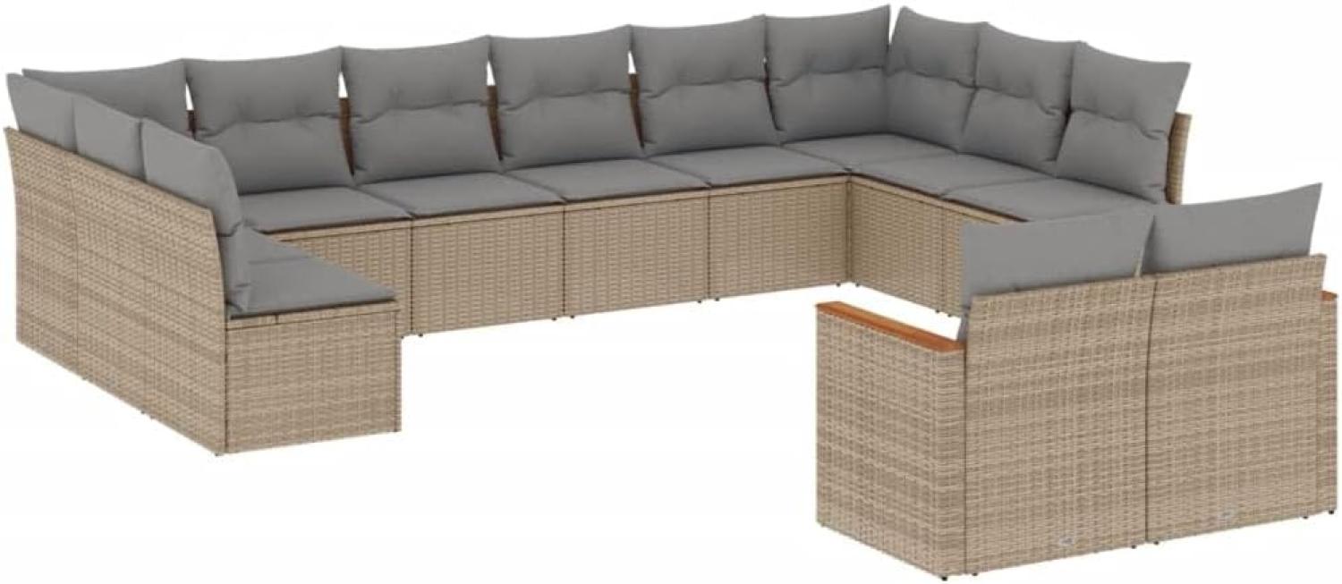 vidaXL 12-tlg. Garten-Sofagarnitur mit Kissen Beige Poly Rattan 3258846 Bild 1