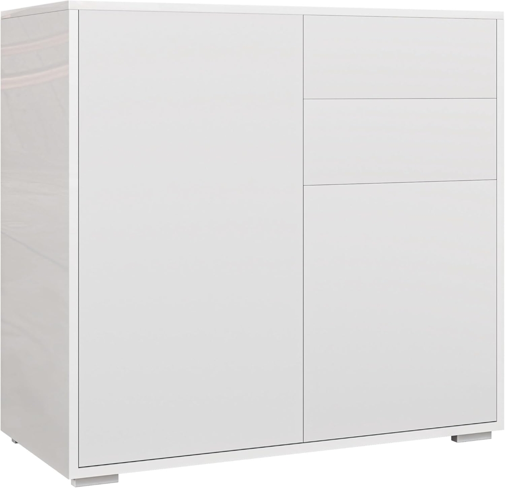 HOMCOM Standschrank Aufbewahrungsschrank Mehrzweckschrank Aktenschrank Kommode 2 Schublade 2 Türen E1 Spanplatte Weiß 79 x 36 x 74 cm Bild 1