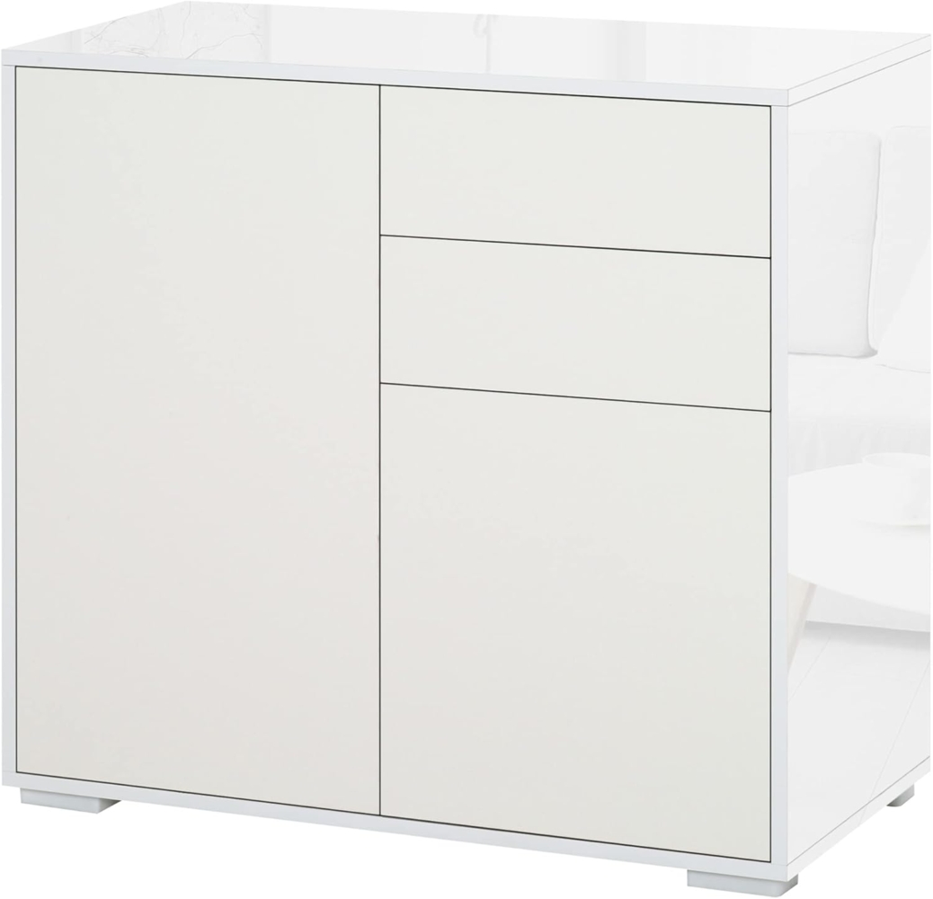 HOMCOM Standschrank Aufbewahrungsschrank Mehrzweckschrank Aktenschrank Kommode 2 Schublade 2 Türen E1 Spanplatte Weiß 79 x 36 x 74 cm Bild 1