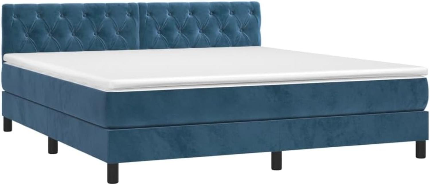 Boxspringbett mit Matratze Dunkelblau 160x200 cm Samt (Farbe: Blau) Bild 1