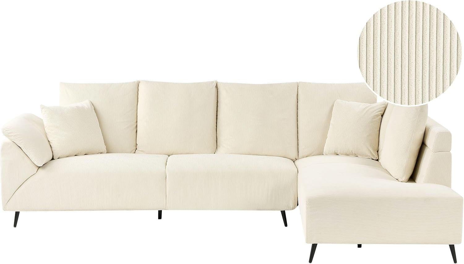 Ecksofa LUNNER Cord Helles Beige Linksseitig Bild 1