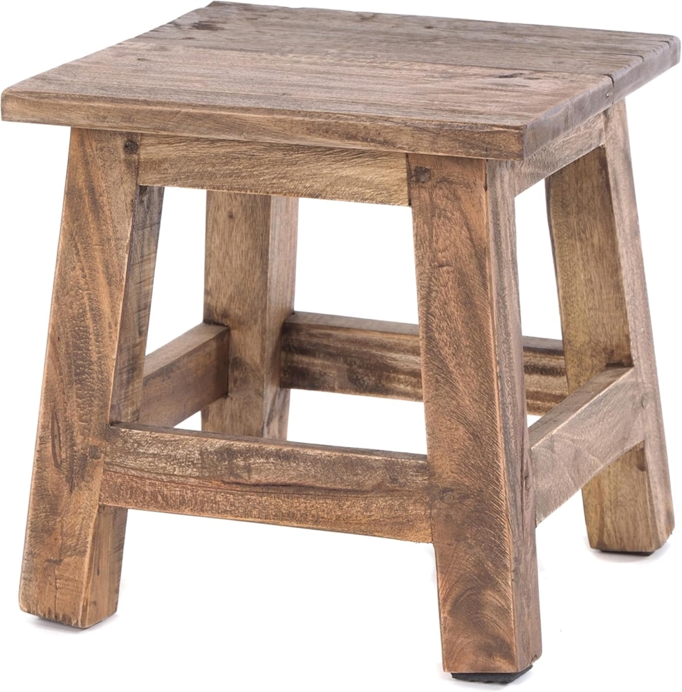 DESIGN DELIGHTS Hocker Fusshocker PALO, 27x26cm (HxB), rustikaler Holzhocker Massivhocker Bild 1