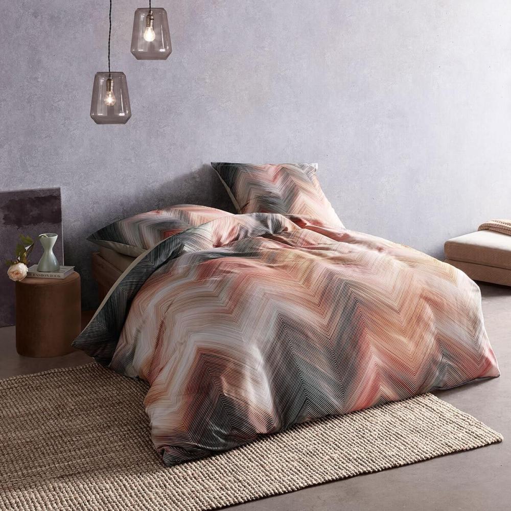 Fleuresse Mako-Satin Bettwäsche 135x200 Zickzack Wende puder rost creme 114384-7 Bild 1