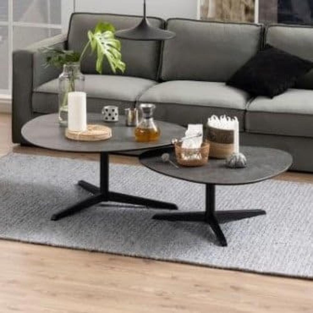 Barnsley Couchtisch 77x84 Glas Schwarz Tisch Beistelltisch Sofatisch Wohnzimmer Bild 1