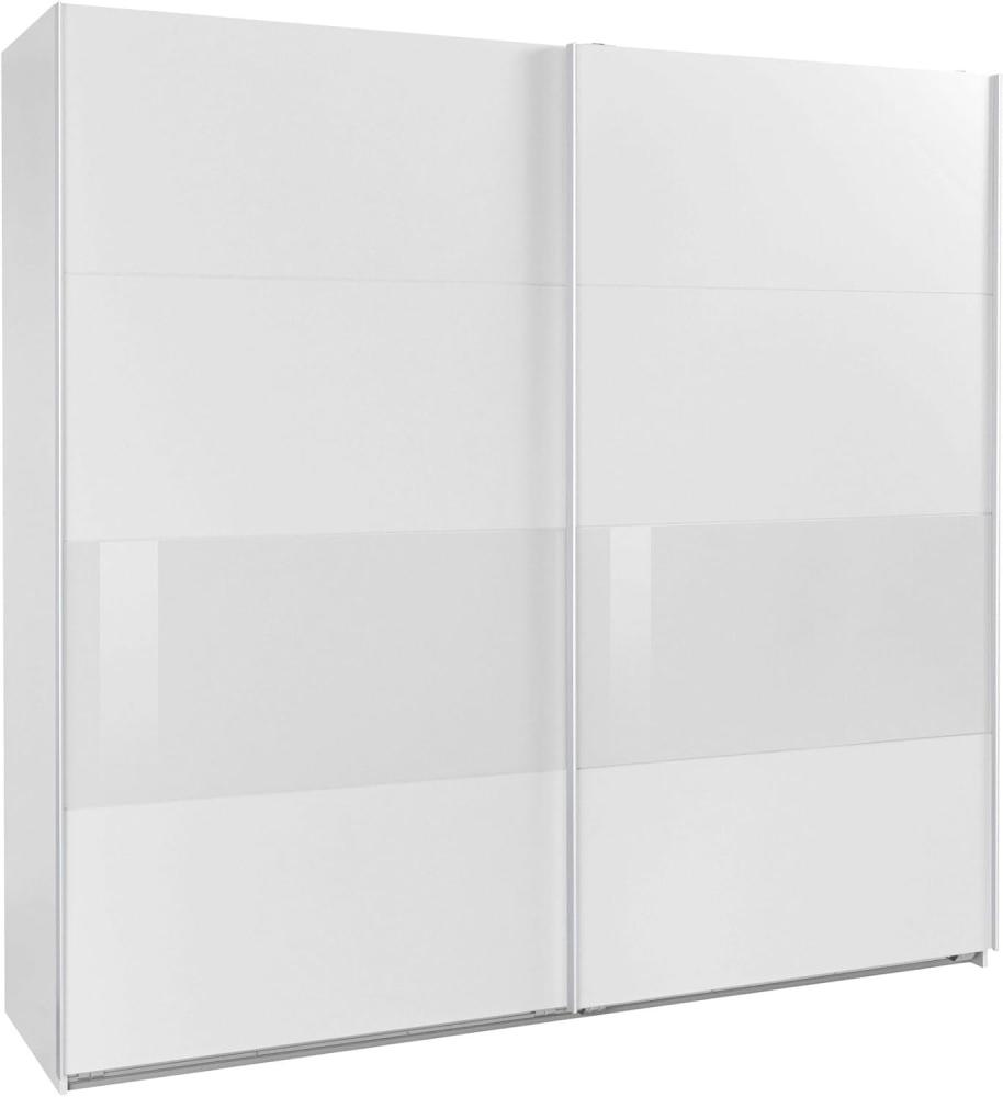 Schwebetürenschrank Bramfeld Kleiderschrank 225x64x236cm weiß Weißglas Bild 1